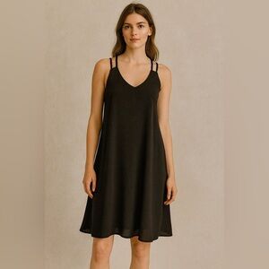 Vintage Double Zero Dress Chiffon Sexy Racer Back A Line Black Size Smal…​​